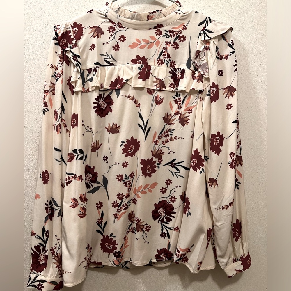 Loft Outlet Small Petite Long Sleeve Floral Blouse